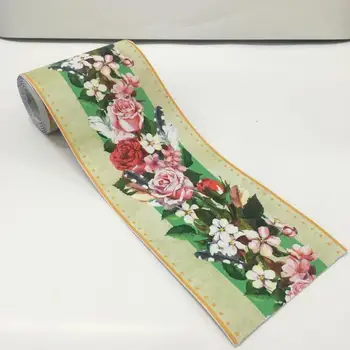 

Pastoral Rose Flower Wallpaper Borders Glass Door Kitchen Tile Waist Line Stickers Adhesive Waterproof Bathroom Sticker Ez072