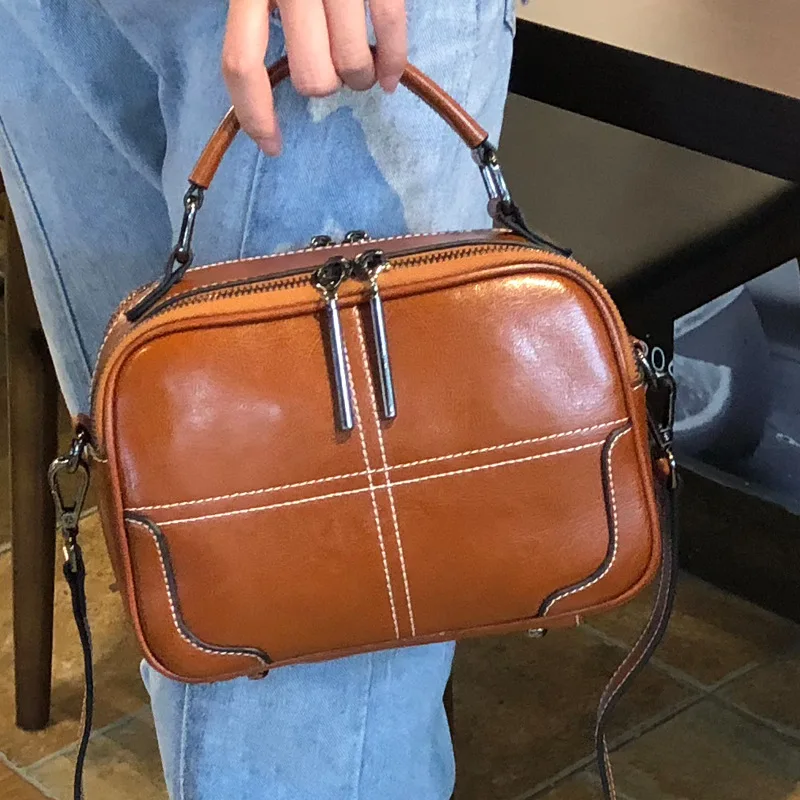 

Genuine Leather Shoulder Crossbody Bag Tote Handbag Casual Fashion High Quality Natural Skin Top Handle Messenger Women Bags