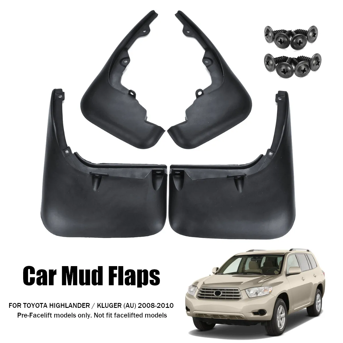 

Car Front Rear Mud Flaps for Toyota Highlander Kluger 2008 2009 2010 Splash Guards Mudguards for Fender