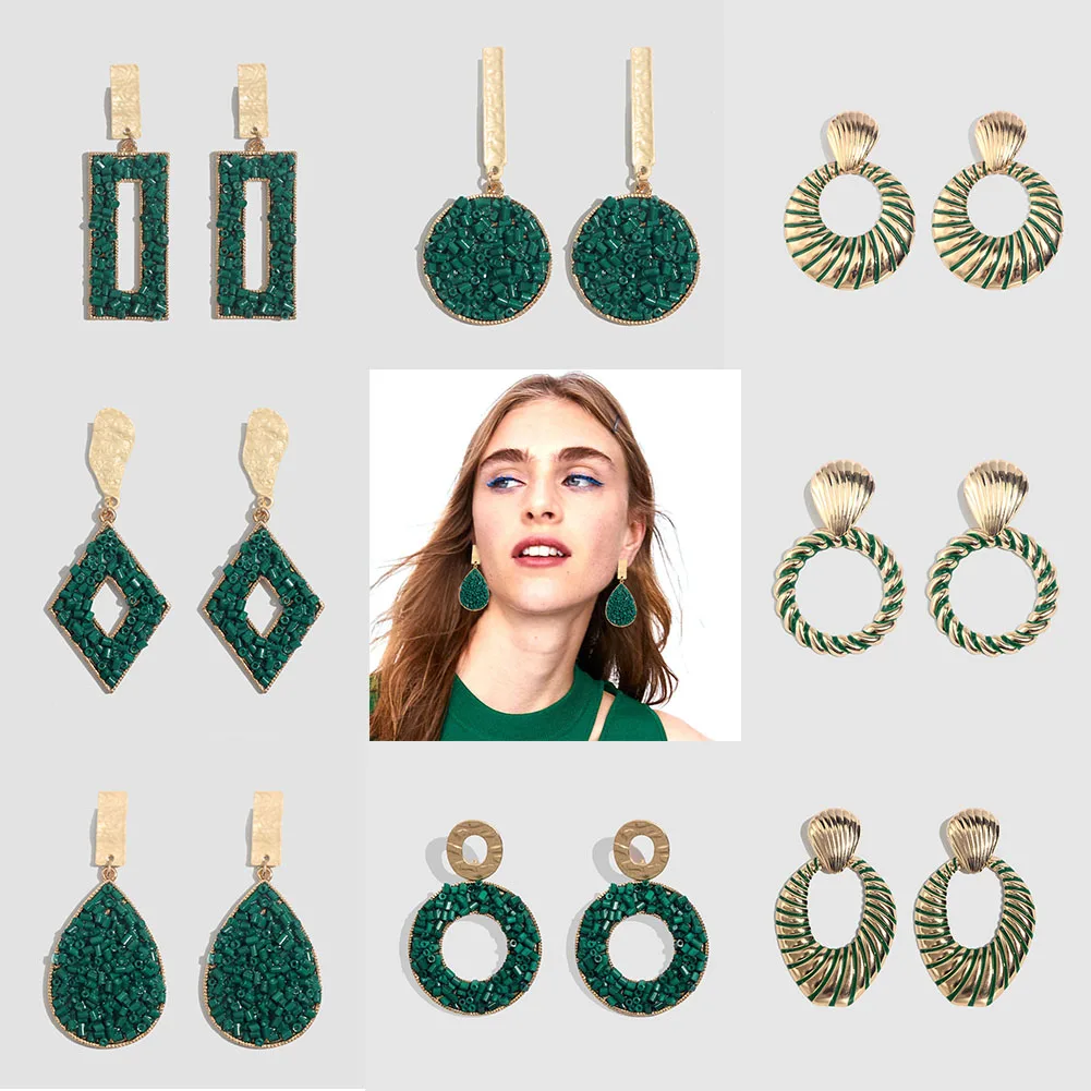 

Flatfoosie 2019 New Za Trendy Green Resin Acrylic Drop Earrings Women Wedding Punk Pendant Earring Party Bohemian Ethnic Jewelry