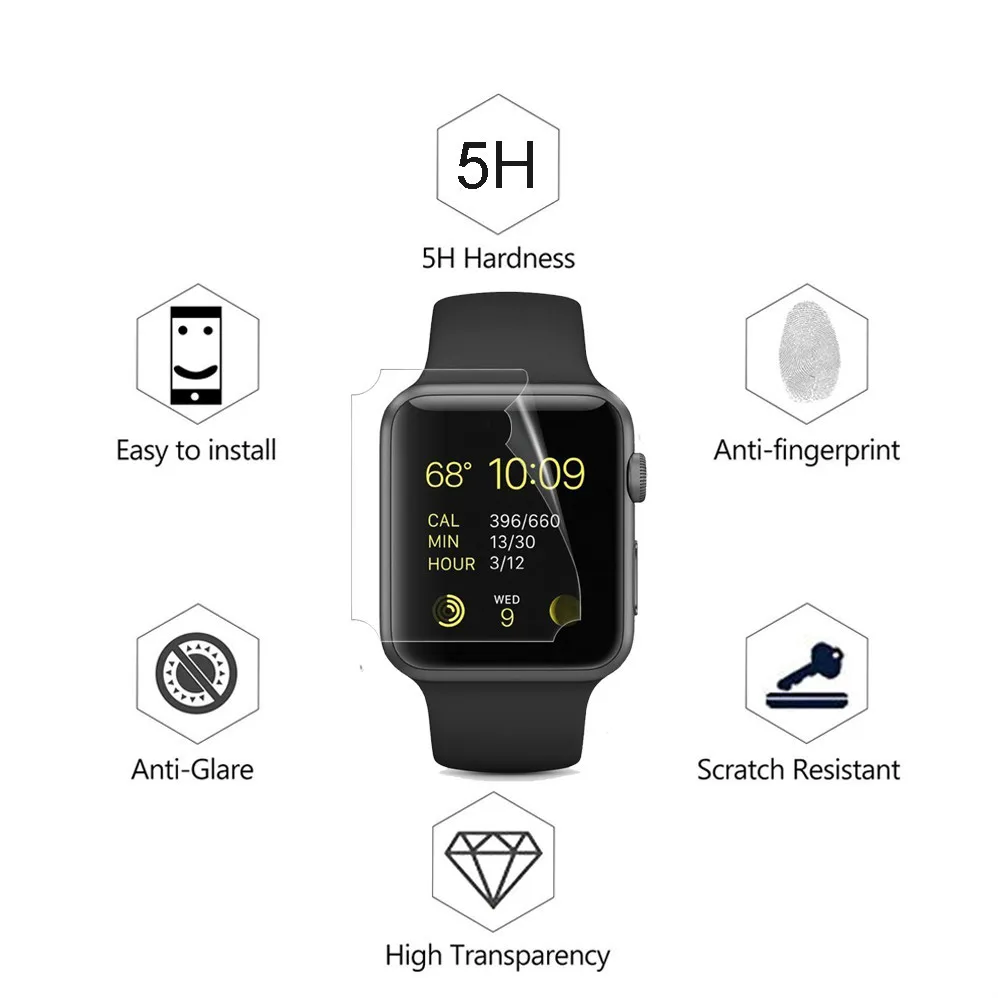 3 шт./упаковка мягкая защитная пленка из ТПУ для iwatch Apple Watch серии 1/2/3 38 мм 42