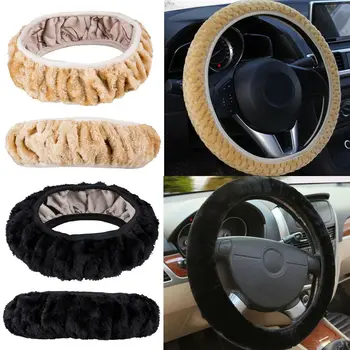 

UK New Universal Warm Furry Fluffy Soft Plush Car Steering Wheel Cover