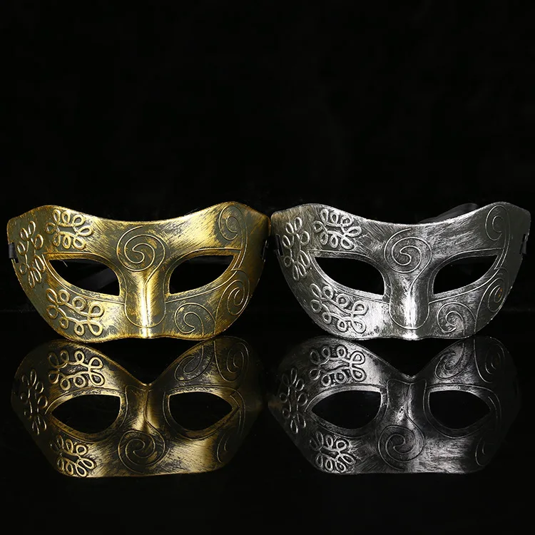 Модные Вечерние Маски для лица мужские полированные Античные Серебро/золото Венецианская маска Марди Грас маскарадные Вечерние Маски для взрослых