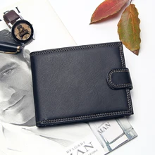 Роскошные черные мужские кошельки, кожаный двойной короткий бумажник для мужчин, тонкий Стандартный кошелек на застежке, мужской клатч, сумка для денег