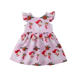 Рождественское платье для маленьких девочек, Повседневное платье принцессы с цветочным узором для маленьких девочек, нарядное