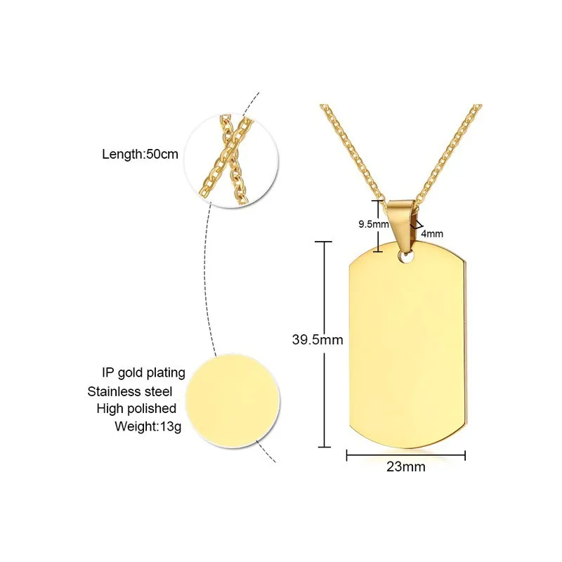 Пользовательский отпечаток Dogtag кулон из нержавеющей стали мужчины ожерелье в серебряном черном золотом персонализированные имя фото семья праздник подарки
