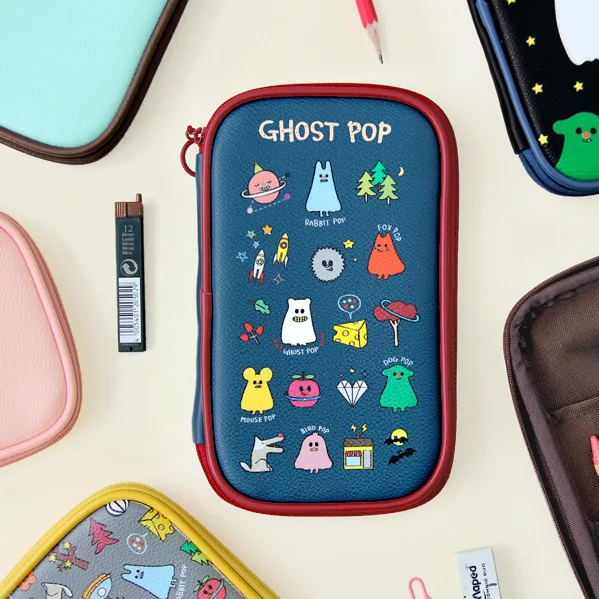 

Korea Hot Creative Dancing Ghost Large-capacity Pencil Case Pen Bag Multi-function Waterproof Storage Bag Cute Female Handbag