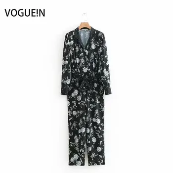 

VOGUEIN New Womens Vintage Floral Print V-Neck Long Sleeve Jumpsuit Playsuit Wholesale