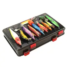 Пистолет Цвет Двусторонняя Приманки Box 14 отсеков Пластик рыболовные снасти Коробка приманки Водонепроницаемый приманки крючок приманки с ручкой