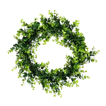 

Eucalyptus Plastic Small Leaf Wreath Simulation Spring Door Garland Hand-made Window Hanging Home Decor Pendant