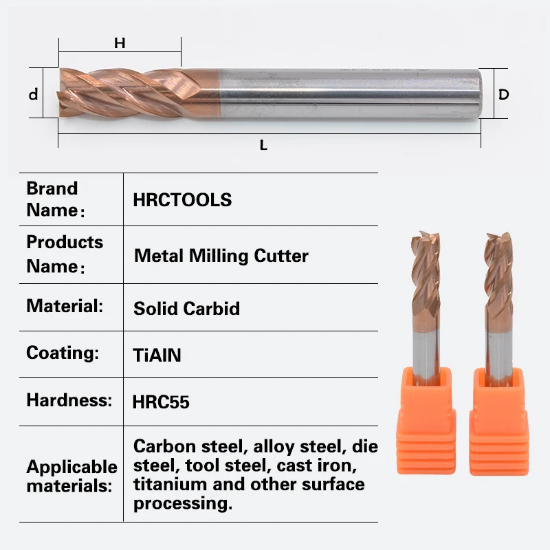 H13-d14x45Hx14Dx100L HRC55 нано покрытием карбида вольфрама Endmils ЧПУ Биты 14 мм хвостовик плоский Концевая фреза 4 Флейта