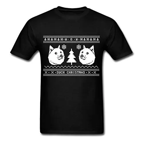 

Ugly Christmas Sweater Pattern Shiba Inu Men's T-Shirt T Shits Printing Short Sleeve Casual O-Neck Cotton Summer Short