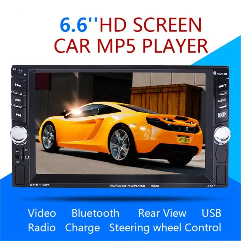 

6.6' HD Touch Screen Bluetooth Car Radio Player 2Din Autoradio Rear View Camera Stereo FM/MP3/MP5/Audio/USB Phone Charger 11.11
