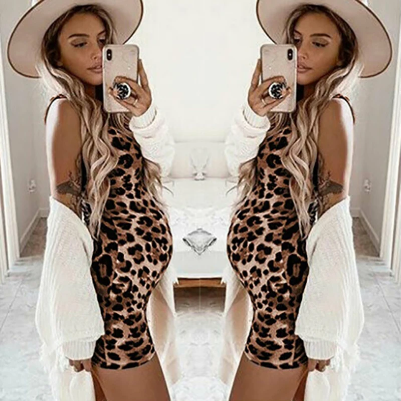 

Maternity Womens Dress Mother Casual Sexy Leopard Print Pregnant Sleeveless Clothes Female Costume Summer Fashion New Hot 2019