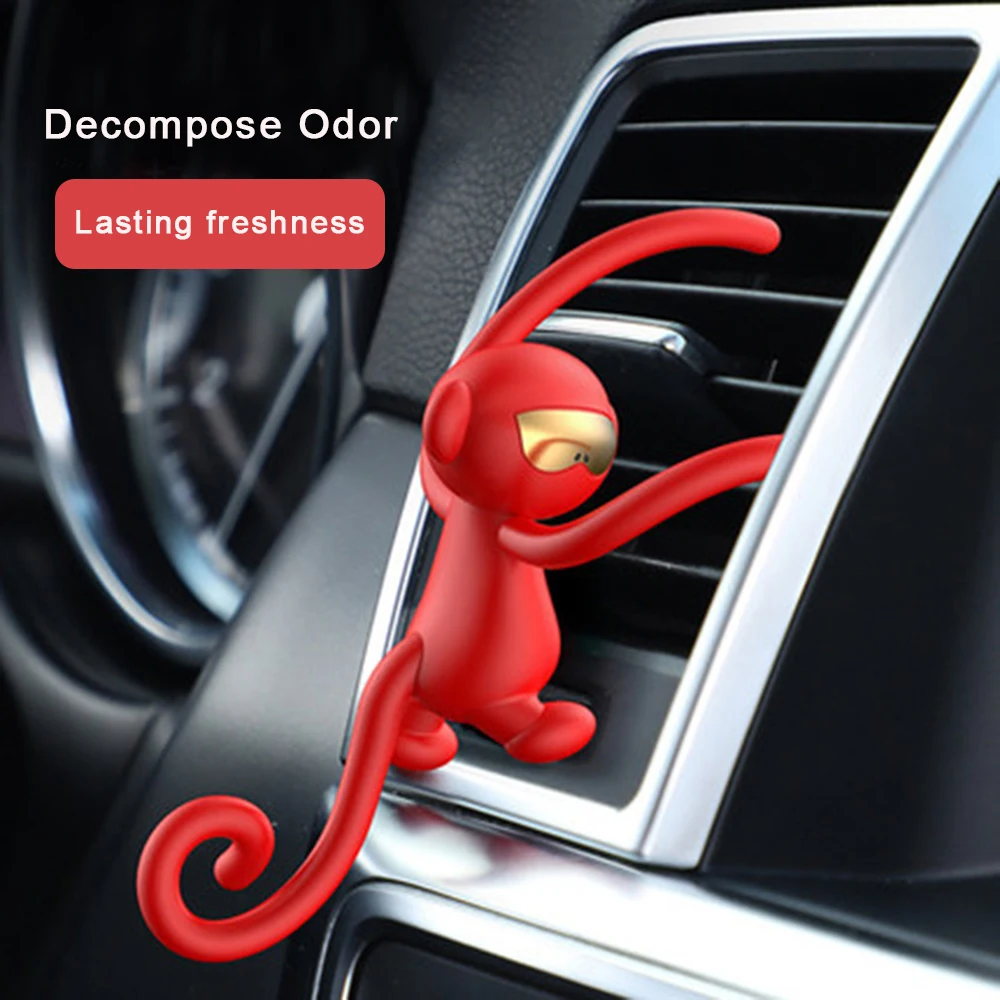 

1pc TPE Playful Monkey Car Air Freshener Scent Car Air Outlet Perfume Interior Decoration Aromatherapy Auto Products Accessory