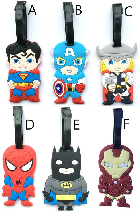 

5pcs per lot Marvel Batman Iron Man Thor Spider Man luggage tags Boarding Pass Luggage Tags wholesale