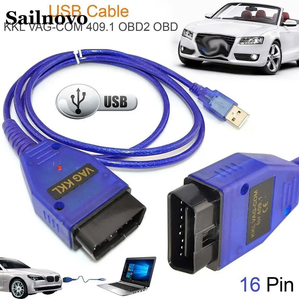 USB Vag-Com интерфейсный кабель KKL VAG-COM 409 1 OBD2 II OBD диагностический сканер для VCDS VW Vag Com