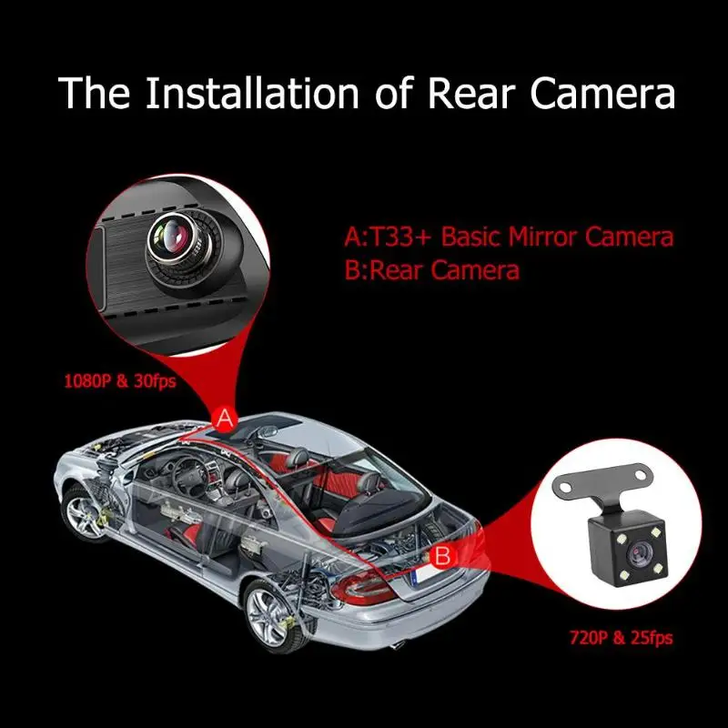 Автомобильная электроника Anytek DVR камера T33 + 5 0 дюймовый IPS Автомобильное зеркало