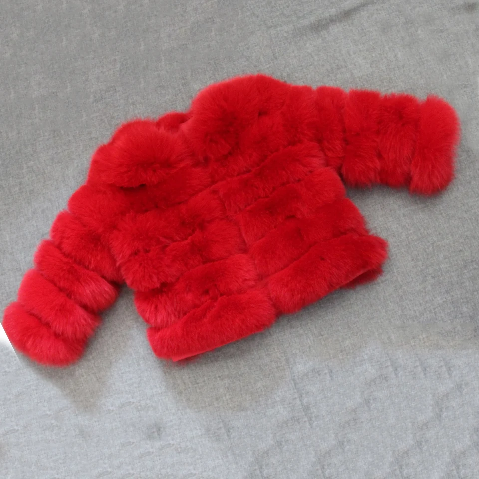 

Children Coat Real fox Fur Clothing Winter custom made Coat Kids Warm Thick Outerwear Black Jacket D#13