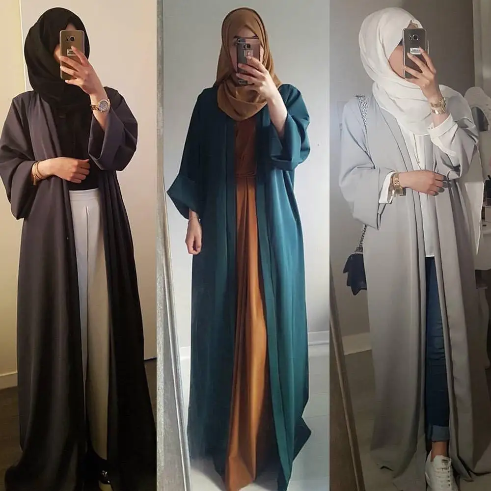 

Abaya Maxi Robe Gown Muslim Long Dress Loose Islam Prayer Clothing Open Cardigan Arab Ramadan Turkey Kimono Floor-length Fashion