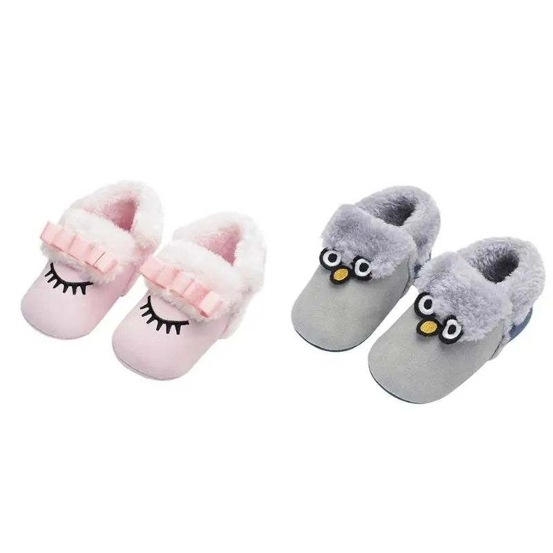 

Cute Baby Boys Girls Fleece Cartoon Print Shoes Toddler Anti-slip Sneakers Baby Accessories Footwear For Newborns Baby Shoes