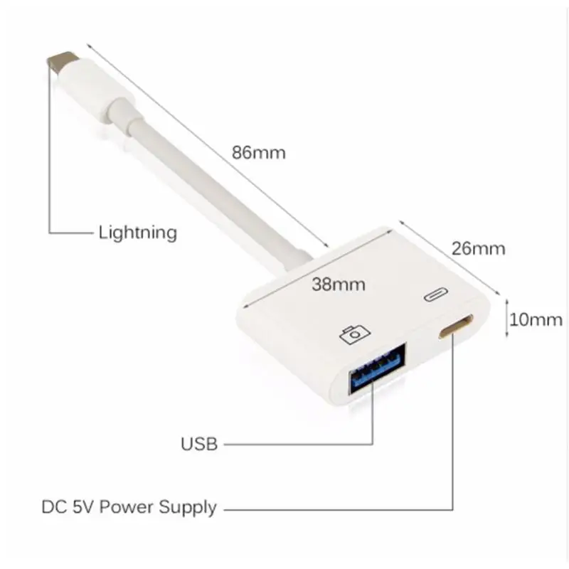 2 в 1 комплект для подключения камеры 8Pin к USB OTG Кабель адаптер iPhone iPad 5 5S 6 6s 7 8 plus