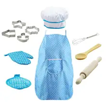 11 шт полный детский кухонный подарок, игровой набор с поварской шапкой, фартук, рукавица для приготовления пищи, посуда для детей, набор для приготовления пищи, разные стили