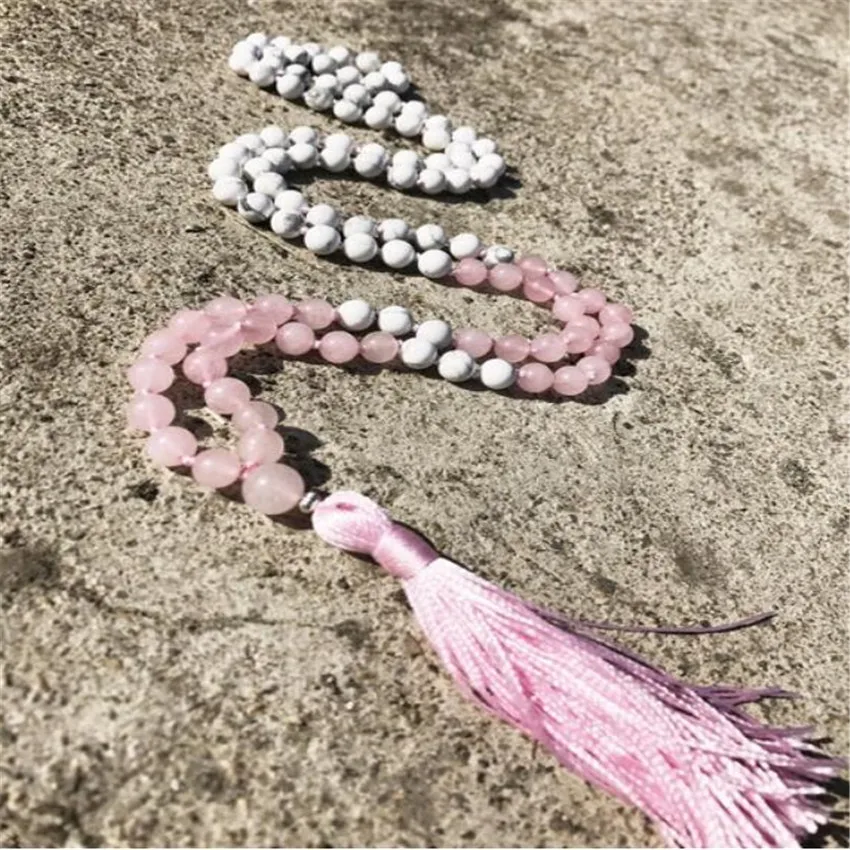 6 мм натуральный белый 108 бусин кисточек ожерелье для йоги Lucky Hot new Fancy mala Sutra
