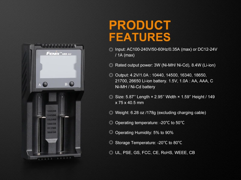Аккумуляторное зарядное устройство Fenix ARE A2 18650 3 7 в + 12 В DC|charger charger|charger 12vcharger