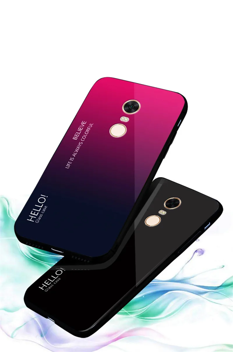 Чехол для Redmi Note 4 Note4 с градиентом аврора закаленное стекло задняя крышка Xiaomi 4X
