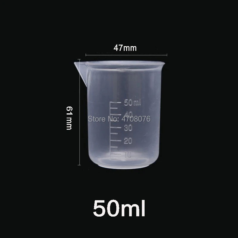 

PP laboratory measuring cup with scale mark Plastic Lab beaker transparent flat bottom for scientific experiment 50ml 16pcs/pack