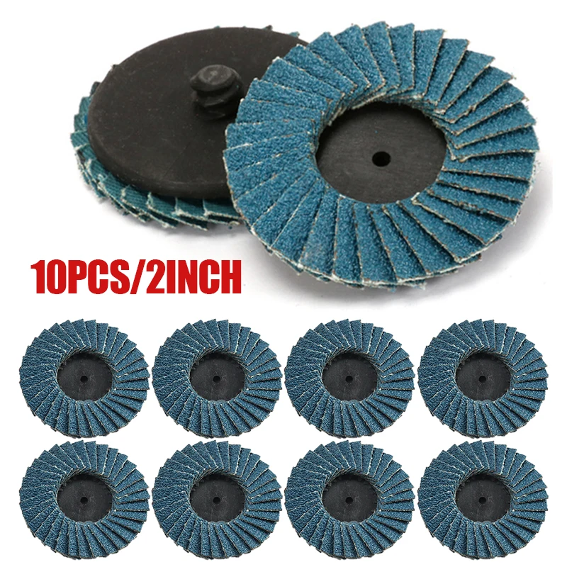 

10Pcs 2" 80 Grits Flap Sanding Disc Wheels Type R Roloc Threaded Twist Lock Grinder Sanding Discs Metal Plastic Abrasive Tool