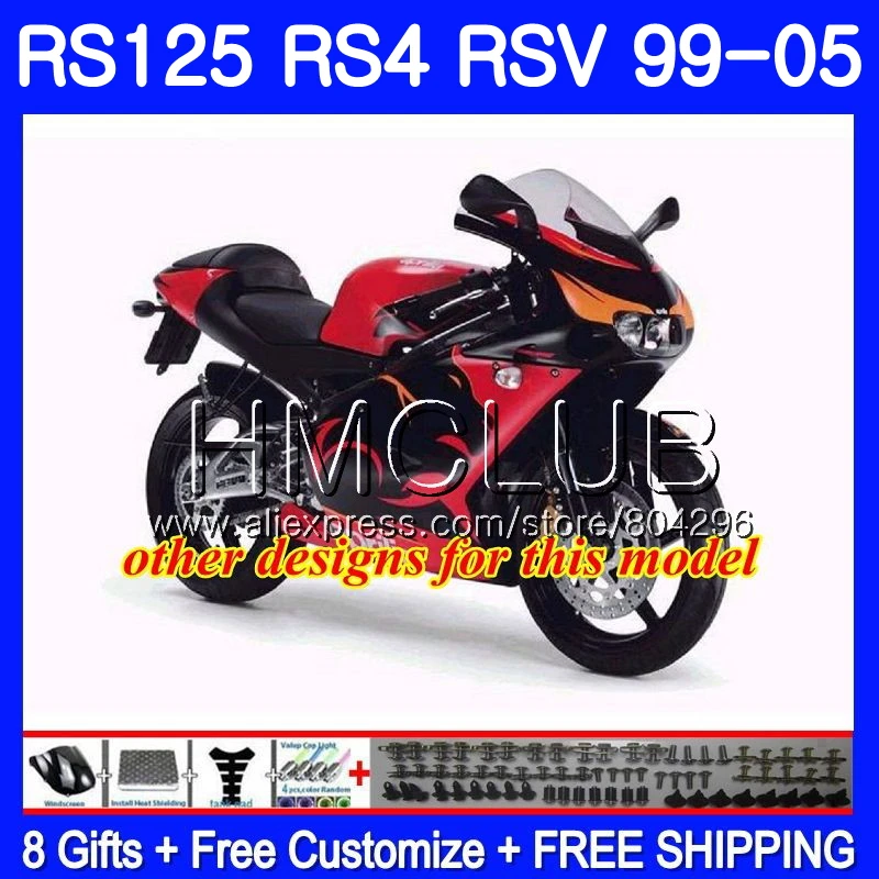 RS4 для Aprilia RS 125 99 00 01 02 03 04 05 122HM26 желтого и красного цветов, RSV125R RS-125 RSV125 R 1999 2000 2001 2002 2003 2005 обтекатели