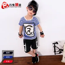 Boys T-shirt children's striped short-sleeved shirt 2019 summer new cotton half-sleeved children's clothing Boys T-shirt children's striped short-sleeved shirt 2019 summer new cotton half-sleeved children's clothing