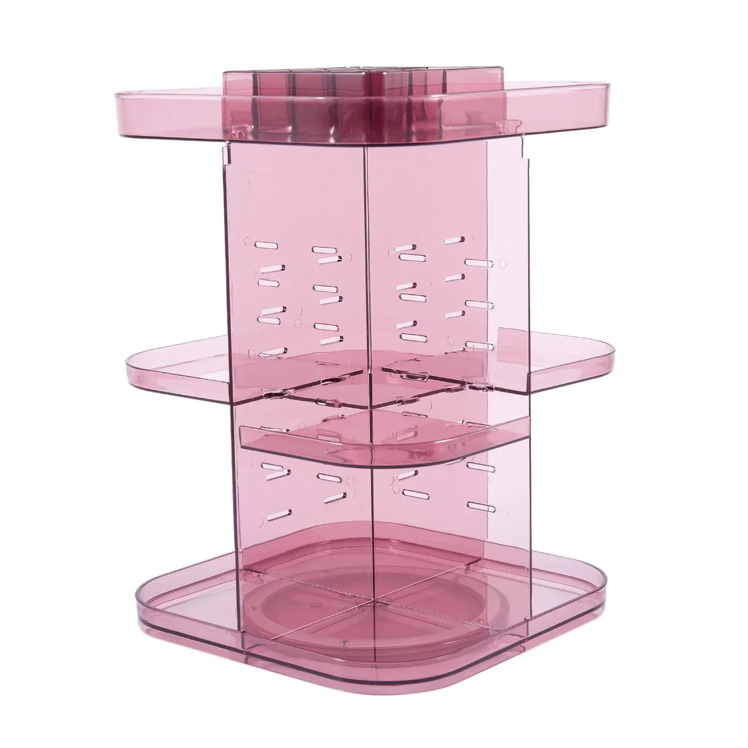 

LBER 360 Degrees Rotating Cosmetic Storage Rack Lipstick Jewelry Case Holder Display Stand Cosmetic Box Makeup Organizer(Wine