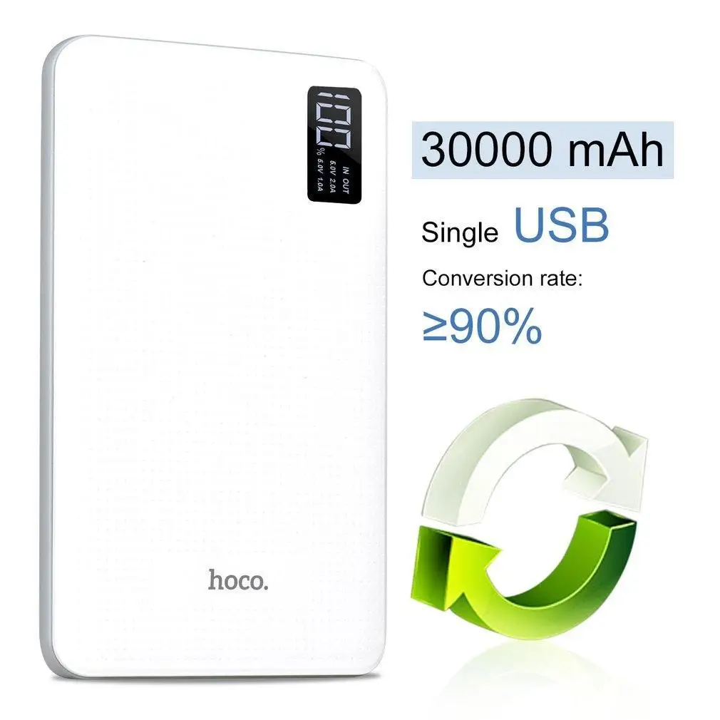 HOCO внешний аккумулятор 30000 мАч Зарядное устройство Быстрая зарядка 3 USB выход