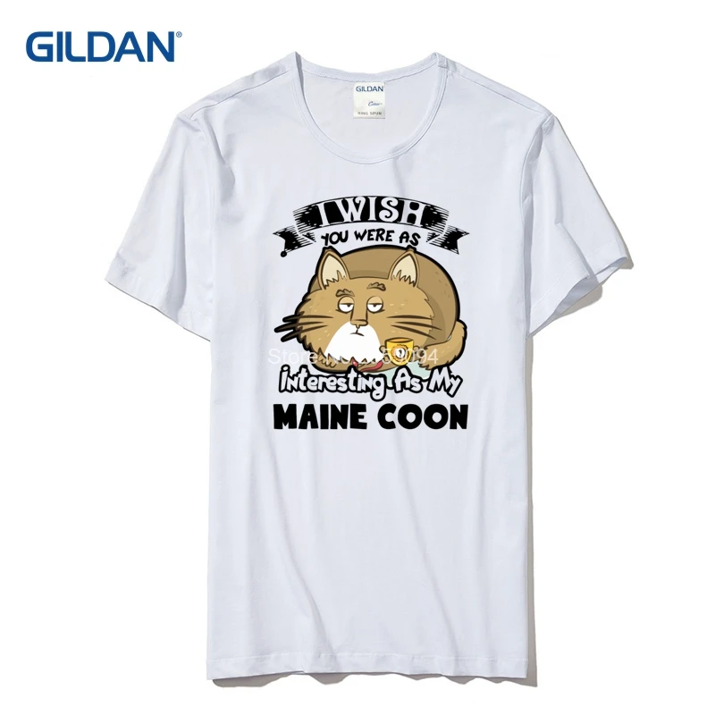 Maine Coon Cat Graphic T-Shirt 2018 T-Shirt Online 100% Cotton Best Tee Shirt For Men