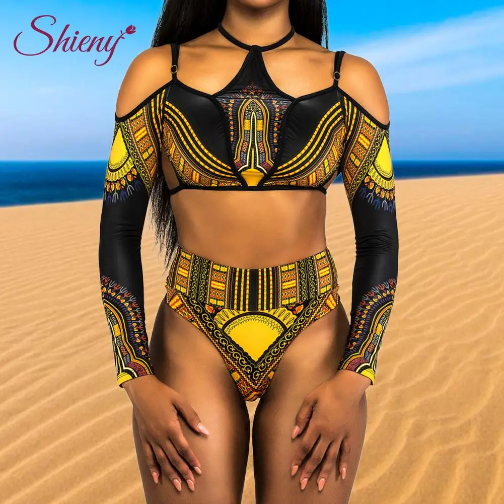 long sleeve high waist bathing suit