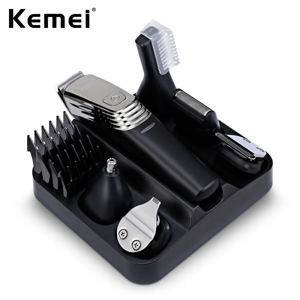 

Kemei KM - 5900 6 in 1 Washable Hair Clipper Cordless Electric Trimmer Machine Cut Hair Rechargeable Nose Hair Trimmer Shaver