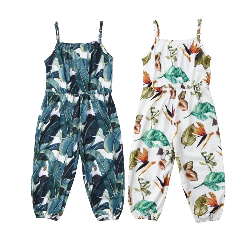 

2019 New Toddler Baby Girls Summer Cute 1-5Y Romper Sleeveless Floral Print Elastic Waist Jumpsuits Clothes