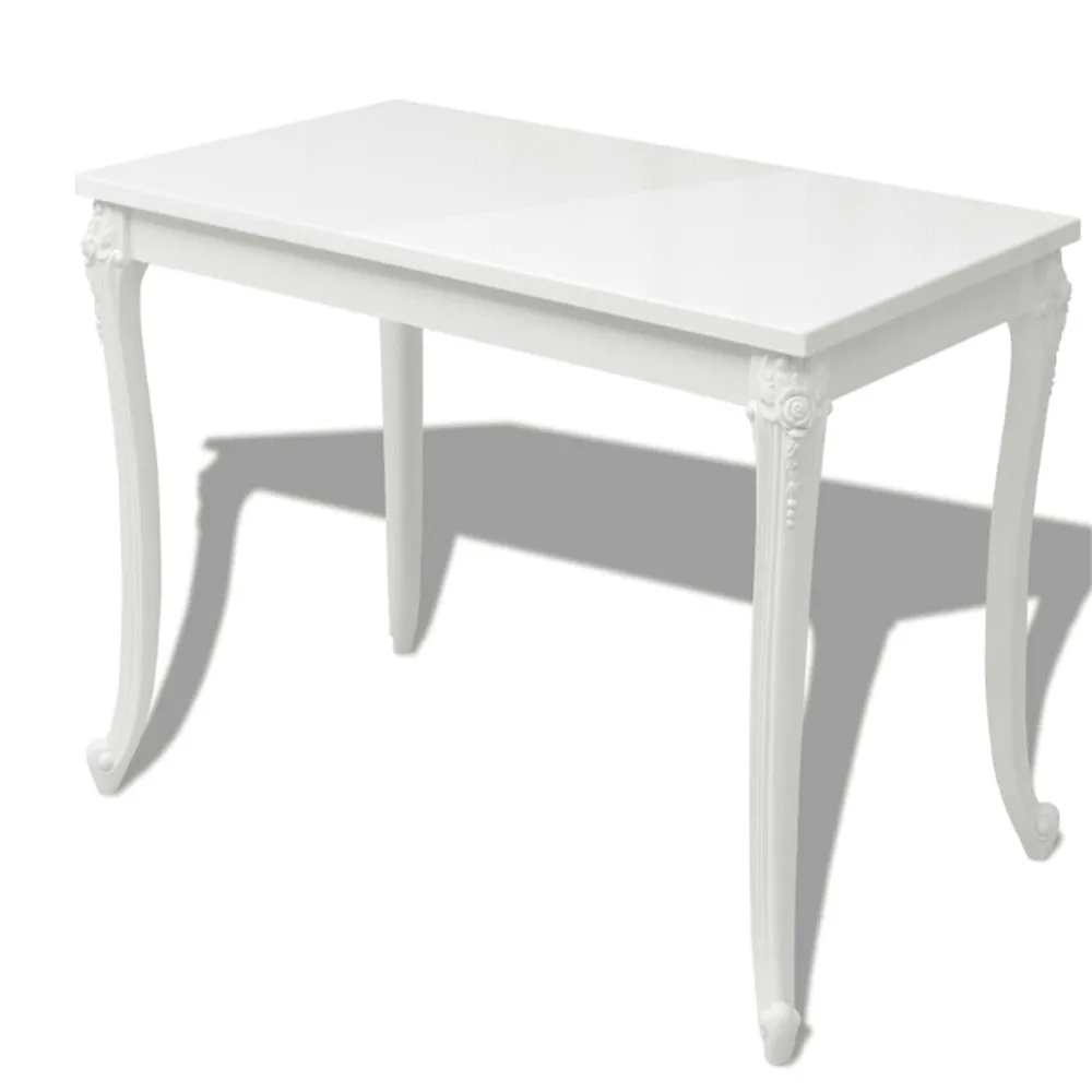 VidaXL Dining Table 120x70x76 Cm High Gloss White Dining Table MDF Table Top And Plastic Legs Dining Room Furniture243383