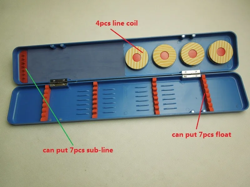 Рыболовный Подводный бокс, АБС жесткий пластик, 45*7,5*3 см, можно поставить 7 Деревянный Поплавок, 7 sub-line крючок набор, 4 линейная катушка
