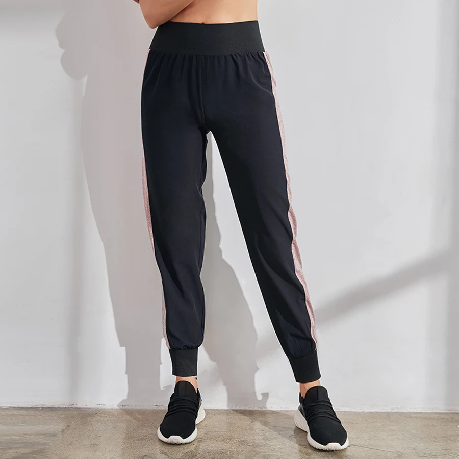 BINAND, свободные эластичные женские спортивные штаны с высокой талией, в боковую полоску, сухая посадка, из кусков, удобные тренировочные женские штаны для тренировок