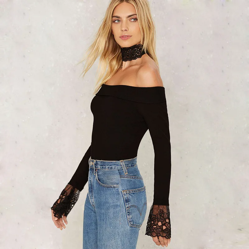 OLOEY Autumn and Winter Lace Women Sweater slit neckline Strapless Sweater thickening Sweater Off Shoulder Pullover Sweaters OLOEY Autumn and Winter Lace Women Sweater slit neckline Strapless Sweater thickening Sweater Off Shoulder Pullover Sweaters