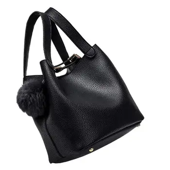 

Crossbody Bag,Cute Hair Ball PU Leather Hasp Handbags Shoulder Bag Messenger Tote Purse For Women and Girls
