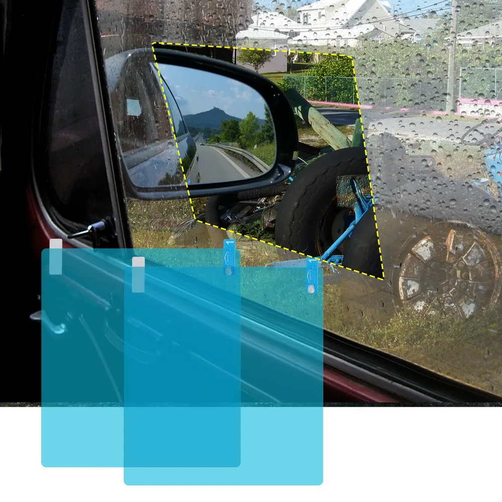 

LEEPEE 2 Pieces/Set Anti-glare Waterproof Rainproof Car Side Window Protective Film Car Sticker Anti Fog Membrane