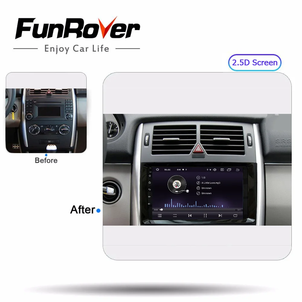 Top Funrover android 9.0 IPS+2.5D car radio multimedia player For Mercedes Benz B200 Mercedes/Sprinter/W209/W169B-class dvd gps navi 1