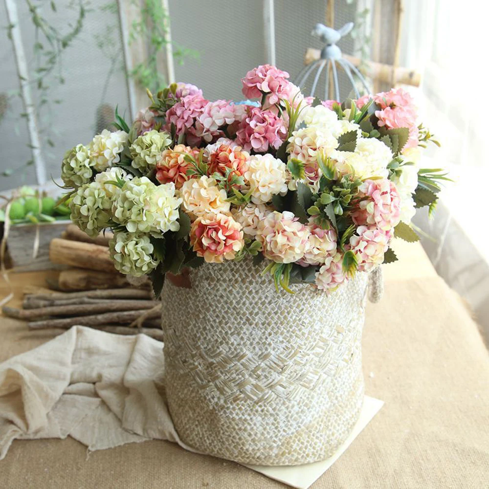 

10Heads/Bouquet Fake Hydrangea Flowers Real Touch For Wedding Decoration Artificial Flowers Bouquet For Room Home Garden Decor