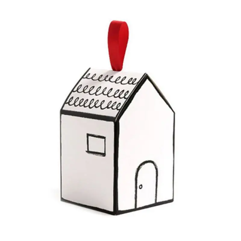 

20pcs hand-painted Small House Paper Candy Box Cookies Packaging Box Nougat Baking Packaging Gift Box With Ribbon Tag