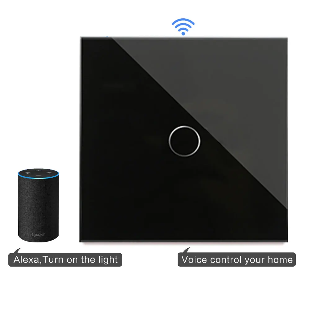Продажа Bingoelec Wi Fi 1 банда 1 позиционный переключатель кристальная стеклянная панель сенсорный настенный переключатель умный дом автоматизация бесп...
